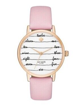 Kate Spade Metro Script Dial Watch with Pink Leather Strap NWT